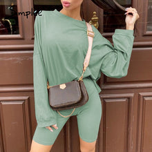 Charger l'image dans la galerie, Simplee Casual solid outfits women's two piece suit with belt Home loose sports tracksuits fashion bicycle suit summer hot 2020