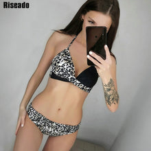 Charger l'image dans la galerie, Riseadomaillot de bain push Up Bikinis Set Swimwear Women Swimsuits Bathing Suit Women Halter biquini Leaf Print Beach Wear Bikini 2020