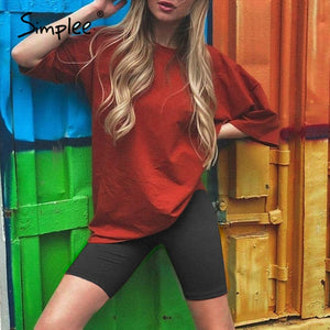 Simplee Casual solid outfits women's two piece suit with belt Home loose sports tracksuits fashion bicycle suit summer hot 2020